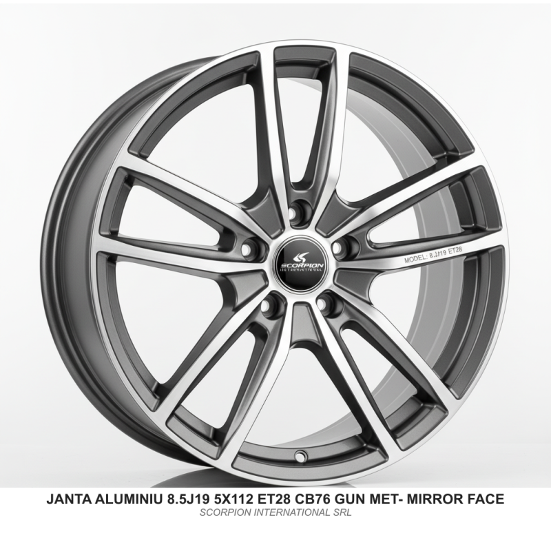 JANTA ALUMINIU 8.5J19 5X112 ET28 CB76 GUN MET- MIRROR FACE